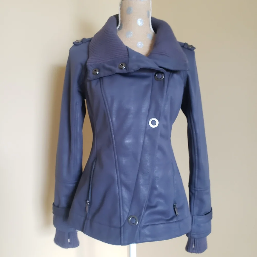 Zella asymmetrical snap moto jacket coat, FLAW: with missing snap XS purple
